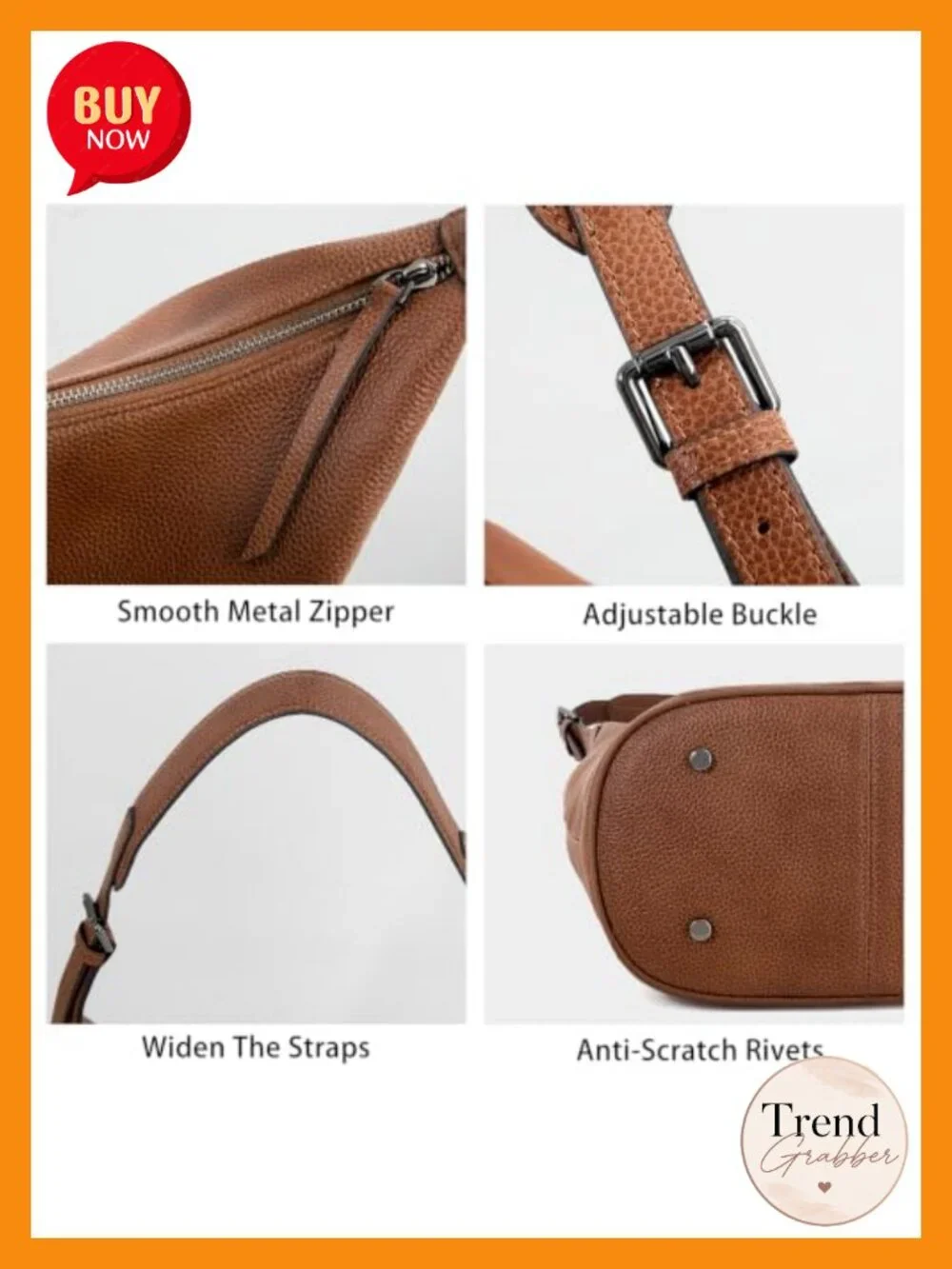 Genuine Leather Slouchy Hobo Tote Bag for Women - Full-Grain Cowhide,